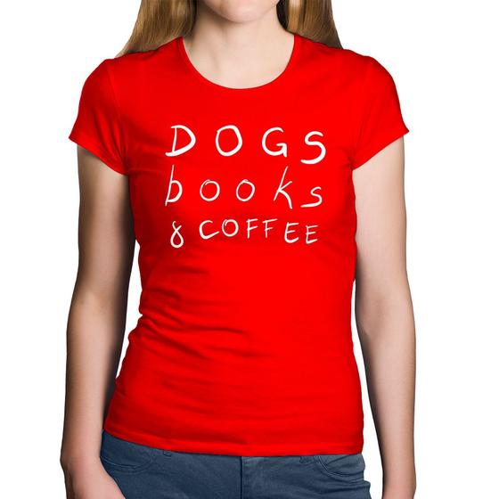 Imagem de Baby Look Algodão Dogs Books and Coffee - Foca na Moda