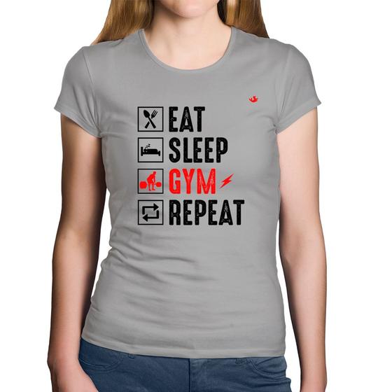Imagem de Baby Look Algodão Eat, Sleep, Gym, Repeat - Foca na Moda