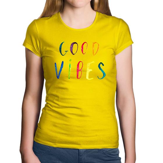 Imagem de Baby Look Algodão Good Vibes Cores - Foca na Moda