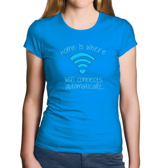 Imagem de Baby Look Algodão Home Is Where Wifi Connects Automatically - Foca na Moda