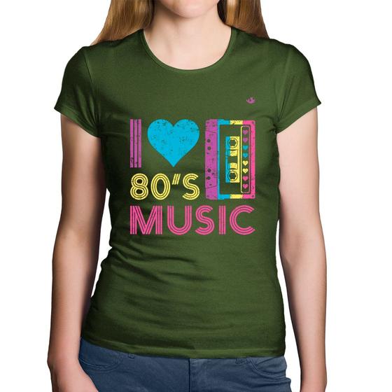 Imagem de Baby Look Algodão I love 80's music - Foca na Moda