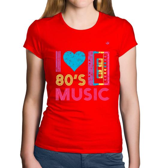 Imagem de Baby Look Algodão I love 80's music - Foca na Moda