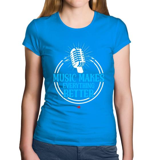 Baby Look Algodão Music makes everything better - Foca na Moda Imagem de Baby Look Algodão Music makes everything better - Foca na Moda