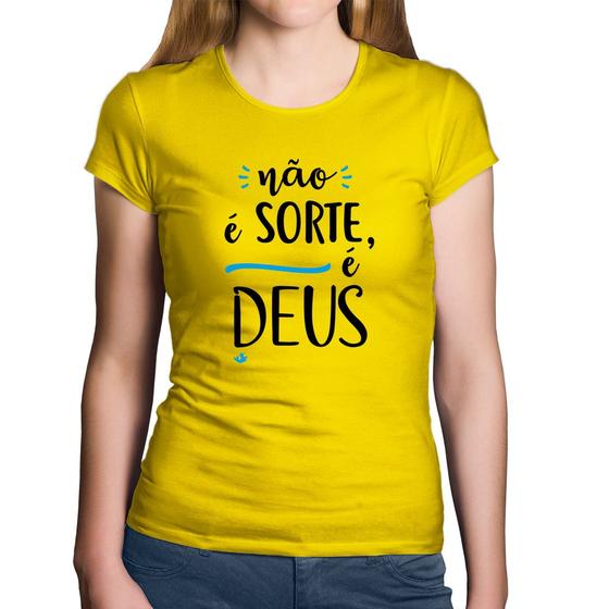 Imagem de Baby Look Algodão Não é sorte, é Deus - Foca na Moda