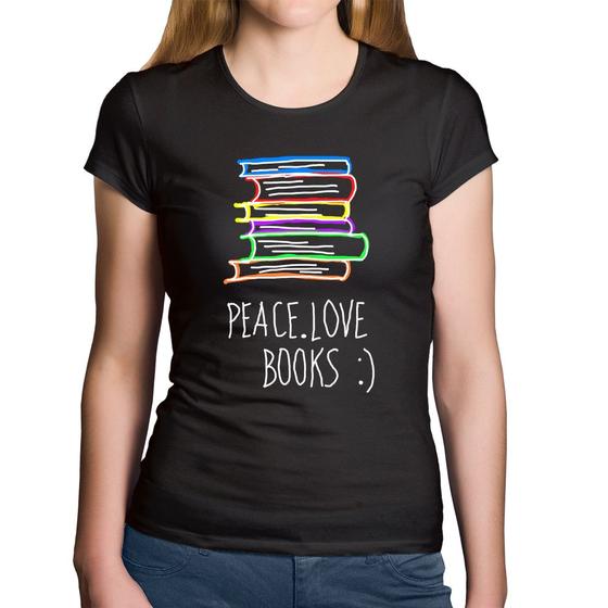 Imagem de Baby Look Algodão Peace Love Books - Foca na Moda