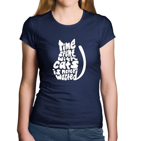 Imagem de Baby Look Algodão Time spend with cats is never wasted - Foca na Moda