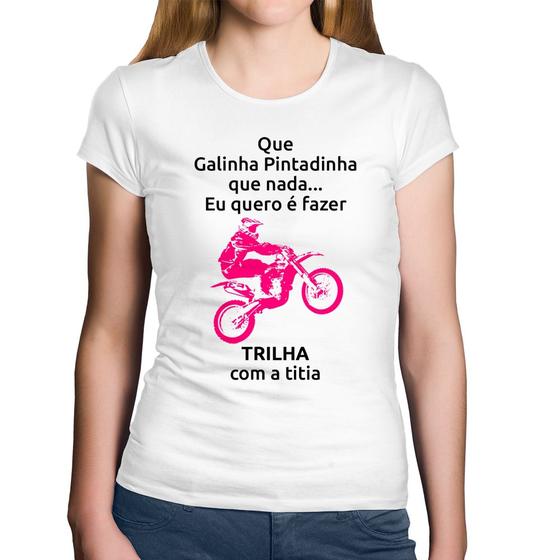 Imagem de Baby Look Algodão Trilha com a titia (moto rosa) - Foca na Moda