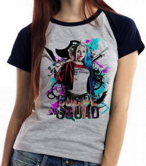 Imagem de Baby look blusa feminina ou Camiseta unissex  Esquadrão Suicida Arlequina