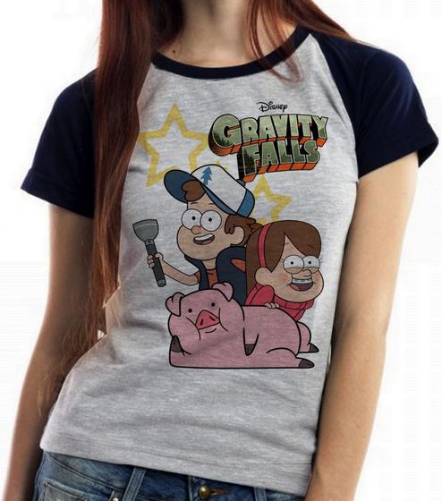 Imagem de Baby look blusa feminina ou Camiseta unissex  Gravity Falls Dipper Mabel estrelas