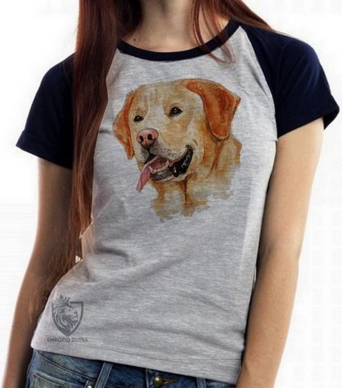 Imagem de Baby look blusa feminina ou Camiseta unissex  Labrador Caramelo