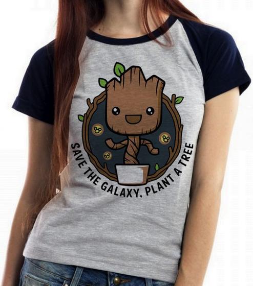 Imagem de Baby Look Blusa Feminina ou Camiseta Unissex Plante Groot Árvore