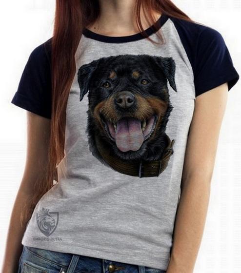 Imagem de Baby look blusa feminina ou Camiseta unissex Rottweiler  língua