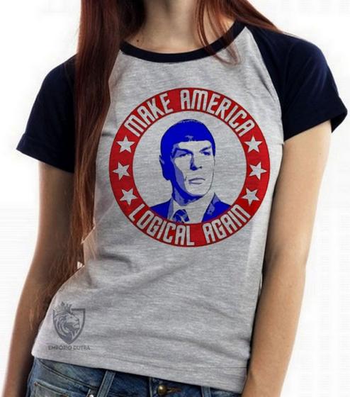 Imagem de Baby look blusa feminina ou Camiseta unissex  Spock make America