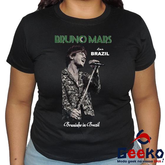 Imagem de Baby Look Bruno Mars 100% Algodão Live in Brazil 2024 Blusa Feminina Bruninho Brasil Pop Geeko 03