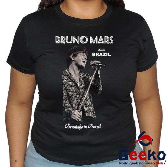 Imagem de Baby Look Bruno Mars 100% Algodão Live in Brazil 2024 Blusa Feminina Bruninho Brasil Pop Geeko 04