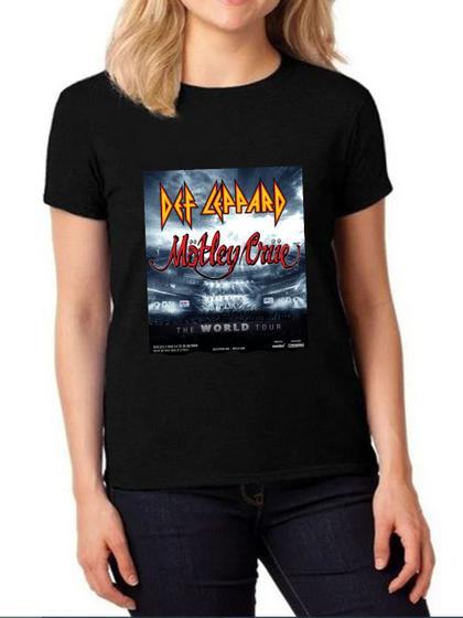 Imagem de Baby Look Camisa Feminina Def Leppard e Motley Crue Imperdível Banda 