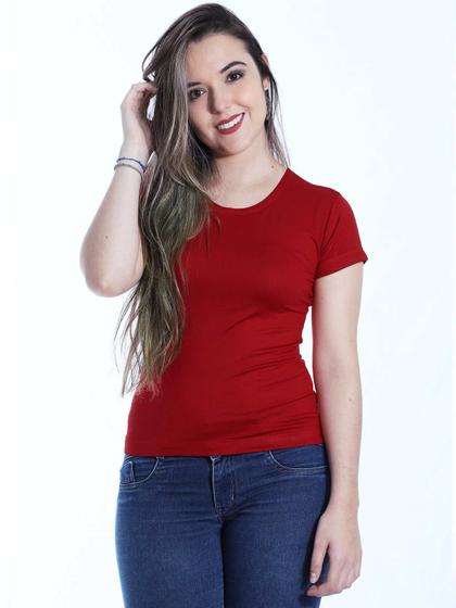 Imagem de Baby Look Feminina Básica Lisa Viscolycra Vermelho