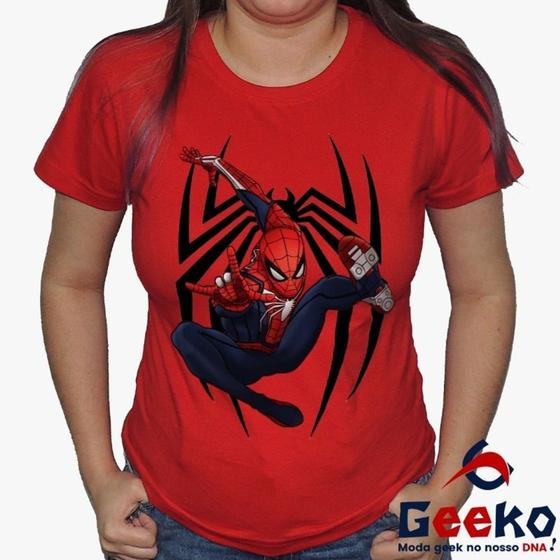 Imagem de Baby Look Homem Aranha 100% Algodão - Spiderman - Blusa Feminina Homem-Aranha - Geeko