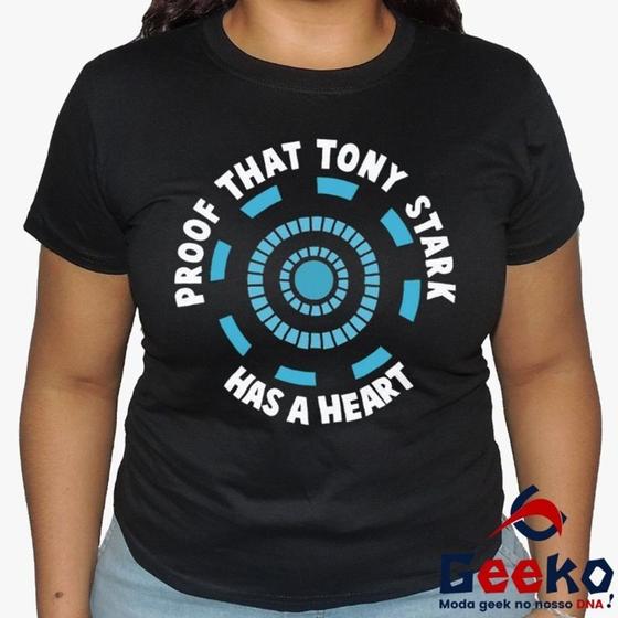 Imagem de Baby Look Homem de Ferro 100% Algodão Diversas Cores - Proof That Tony Stark Has A Heart - Geeko