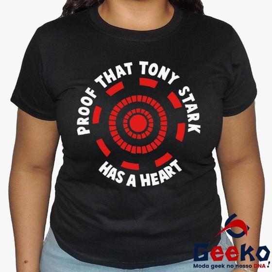 Imagem de Baby Look Homem de Ferro 100% Algodão Diversas Cores - Proof That Tony Stark Has A Heart - Geeko