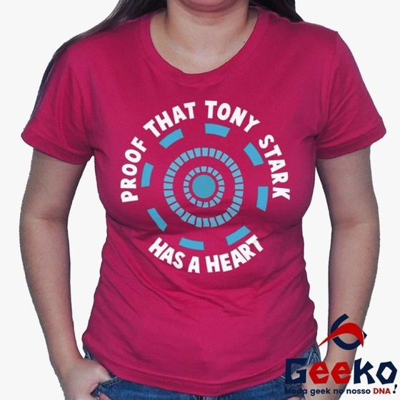 Imagem de Baby Look Homem de Ferro 100% Algodão Diversas Cores - Proof That Tony Stark Has A Heart - Geeko