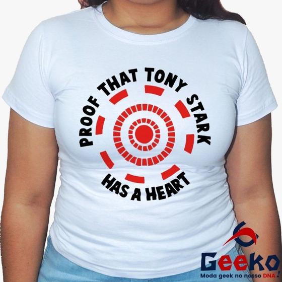 Imagem de Baby Look Homem de Ferro 100% Algodão Diversas Cores - Proof That Tony Stark Has A Heart - Geeko