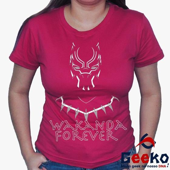 Imagem de Baby Look Pantera Negra 100% Algodão - Wakanda Forever - Black Panther - Geeko