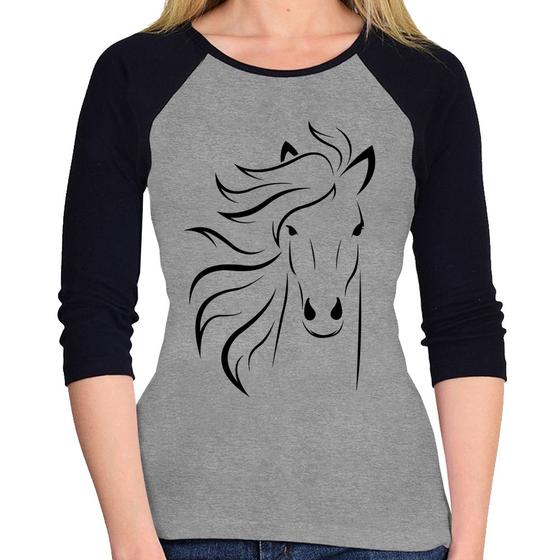 Imagem de Baby Look Raglan Cavalo Traços Manga 3/4 - Foca na Moda