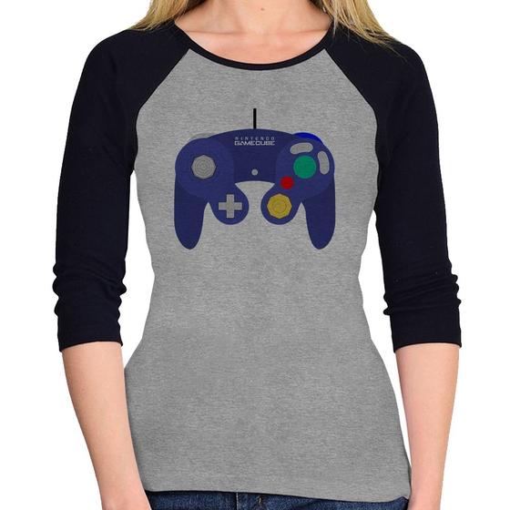 Imagem de Baby Look Raglan Controle Retrô Vídeo Game Gamepad Manga 3/4 - Foca na Moda