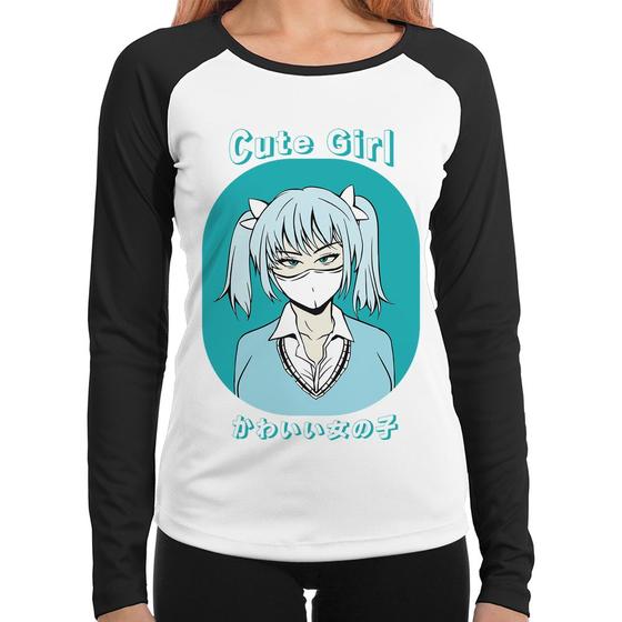 Imagem de Baby Look Raglan Cute Girl Manga Longa - Foca na Moda