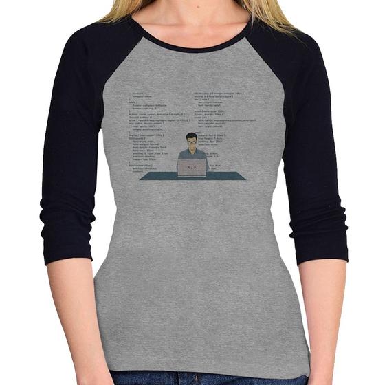 Imagem de Baby Look Raglan Desenvolvedor Front-end CSS Manga 3/4 - Foca na Moda