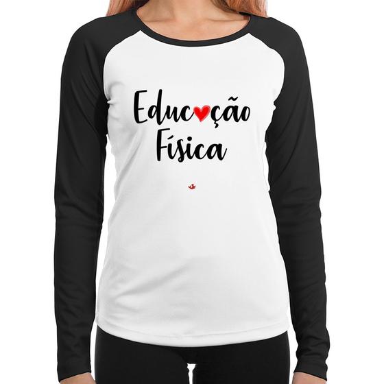 Imagem de Baby Look Raglan Educação Física por amor Manga Longa - Foca na Moda