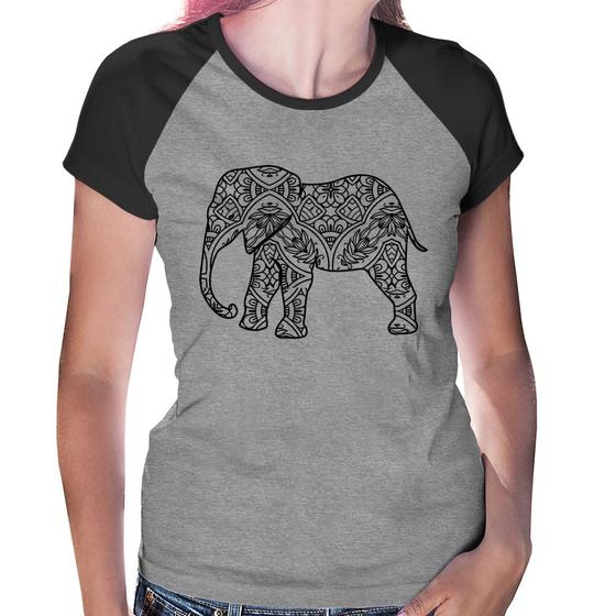 Imagem de Baby Look Raglan Elefante Mandala - Foca na Moda