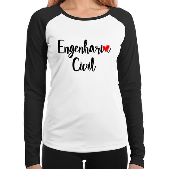 Imagem de Baby Look Raglan Engenharia Civil Manga Longa - Foca na Moda