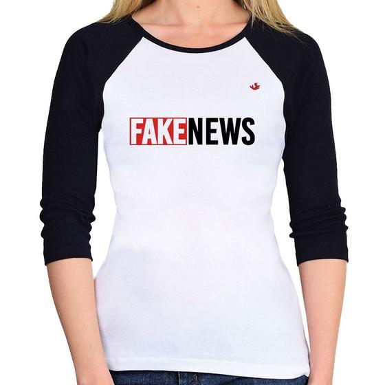 Imagem de Baby Look Raglan Fake News Manga 3/4 - Foca na Moda