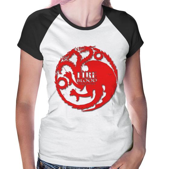 Imagem de Baby Look Raglan Fire and Blood Targaryen - Foca na Moda