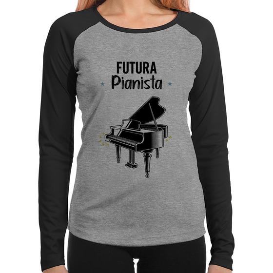 Imagem de Baby Look Raglan Futura Pianista Manga Longa - Foca na Moda