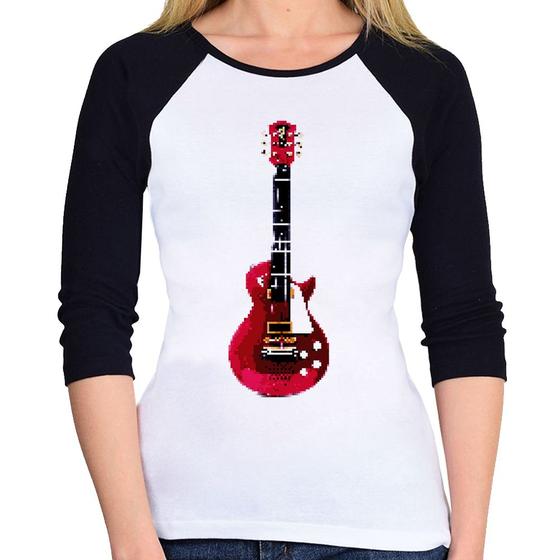 Imagem de Baby Look Raglan Guitar Píxel Manga 3/4 - Foca na Moda