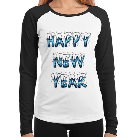 Imagem de Baby Look Raglan Happy New Year Manga Longa - Foca na Moda