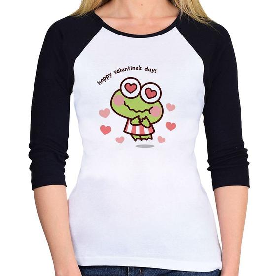 Imagem de Baby Look Raglan Happy Valentine's Day Manga 3/4 - Foca na Moda