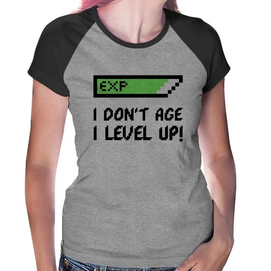 Imagem de Baby Look Raglan I Don't Age, I Level Up - Foca na Moda