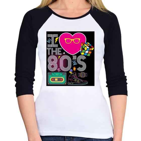 Imagem de Baby Look Raglan I Love the 80's Manga 3/4 - Foca na Moda