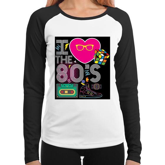 Imagem de Baby Look Raglan I Love the 80's Manga Longa - Foca na Moda