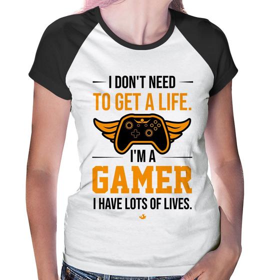 Imagem de Baby Look Raglan I'm a gamer, I have lots of lives - Foca na Moda