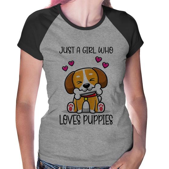 Imagem de Baby Look Raglan Just A Girl Who Loves Puppies - Foca na Moda