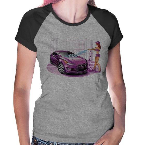 Imagem de Baby Look Raglan Lava Jato Carro Roxo - Foca na Moda