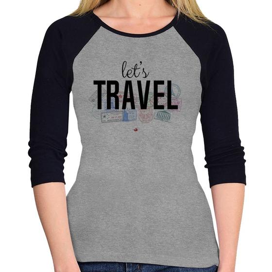 Imagem de Baby Look Raglan Let's Travel Manga 3/4 - Foca na Moda