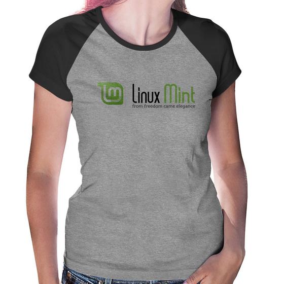 Imagem de Baby Look Raglan Linux Mint - Foca na Moda