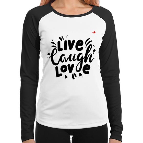 Imagem de Baby Look Raglan Live Laugh Love Manga Longa - Foca na Moda