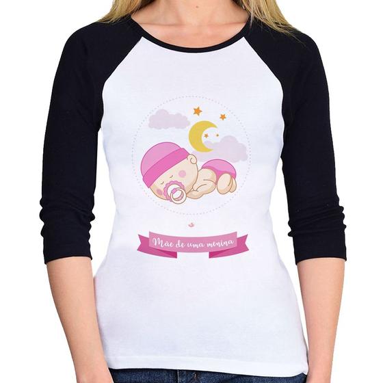 Imagem de Baby Look Raglan Mãe de uma menina Manga 3/4 - Foca na Moda